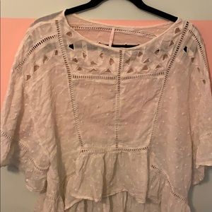 Boho white top with cut outs